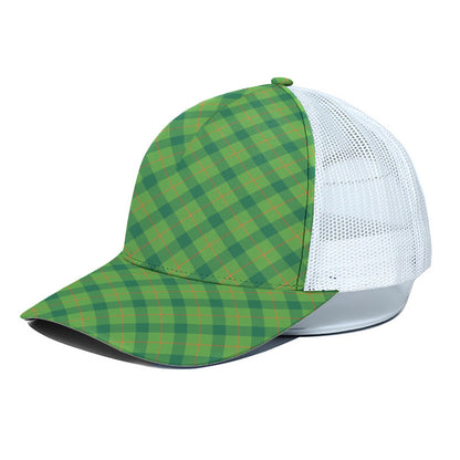 Saint Patrick's Day Scottish Plaid Print White Mesh Trucker Cap