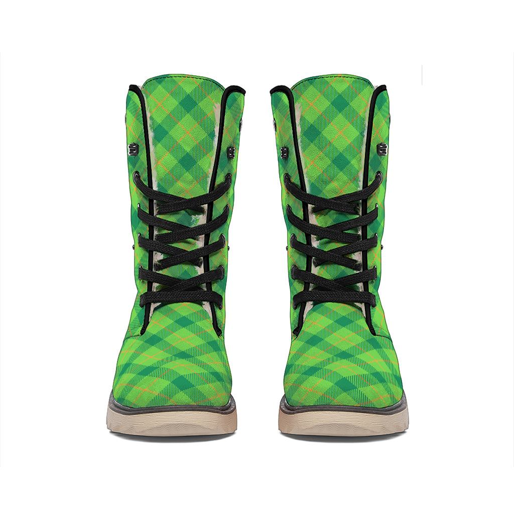 Saint Patrick's Day Scottish Plaid Print Winter Boots