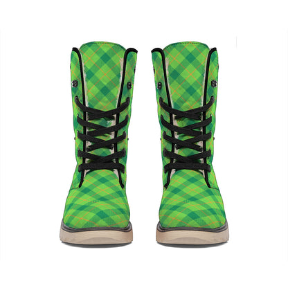 Saint Patrick's Day Scottish Plaid Print Winter Boots