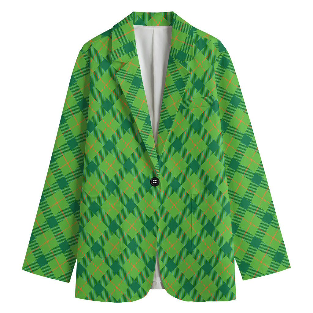 Saint Patrick's Day Scottish Plaid Print Women's Blazer