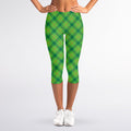 Saint Patrick's Day Scottish Plaid Print Women's Capri Leggings