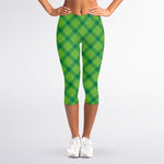 Saint Patrick's Day Scottish Plaid Print Women's Capri Leggings