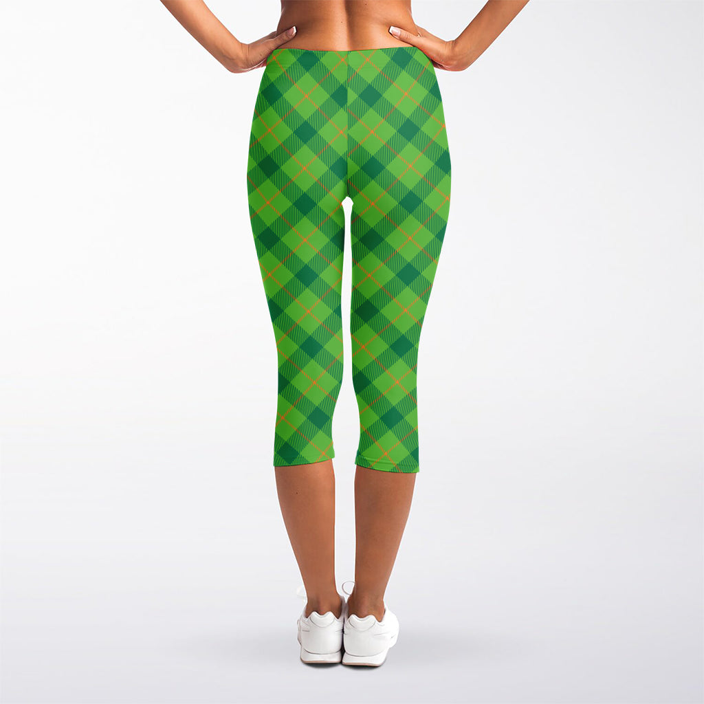 Saint Patrick's Day Scottish Plaid Print Women's Capri Leggings