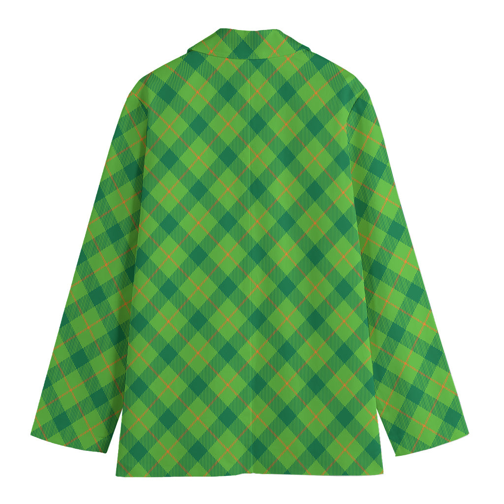 Saint Patrick's Day Scottish Plaid Print Women's Cotton Blazer