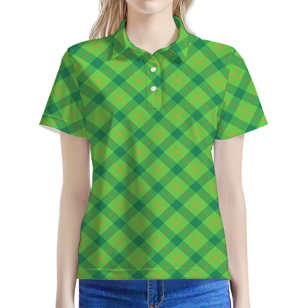 Saint Patrick's Day Scottish Plaid Print Women's Polo Shirt