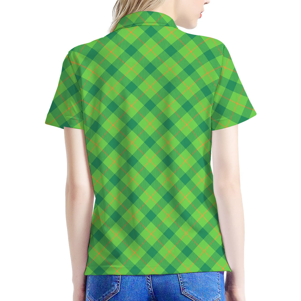 Saint Patrick's Day Scottish Plaid Print Women's Polo Shirt