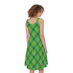 Saint Patrick's Day Scottish Plaid Print Women's Sleeveless Dress