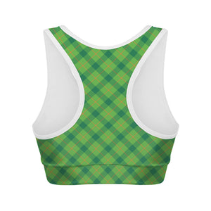 Saint Patrick's Day Scottish Plaid Print Women's Sports Bra