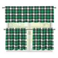 Saint Patrick's Day Stewart Plaid Print 3 Piece Kitchen Curtains