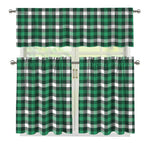 Saint Patrick's Day Stewart Plaid Print 3 Piece Kitchen Curtains