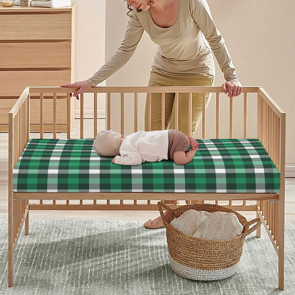 Saint Patrick's Day Stewart Plaid Print Baby Crib Sheet