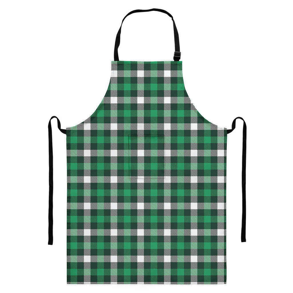 Saint Patrick's Day Stewart Plaid Print Bib Apron With Pocket