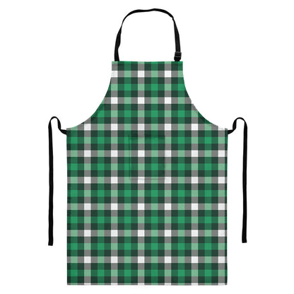 Saint Patrick's Day Stewart Plaid Print Bib Apron With Pocket