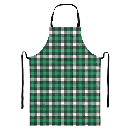Saint Patrick's Day Stewart Plaid Print Bib Apron With Pocket