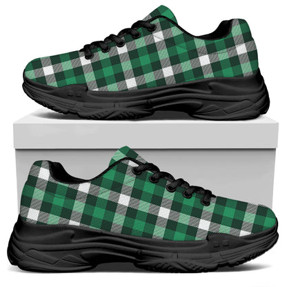 Saint Patrick's Day Stewart Plaid Print Black Chunky Shoes
