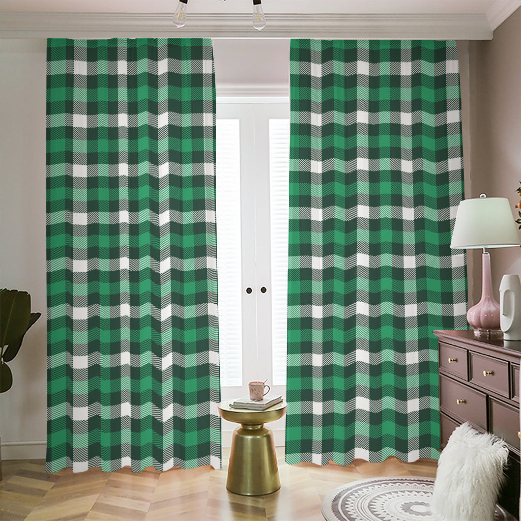 Saint Patrick's Day Stewart Plaid Print Blackout Pencil Pleat Curtains