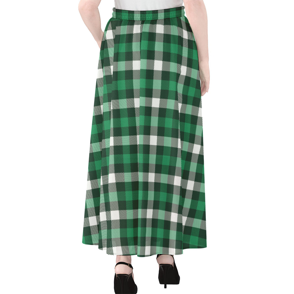 Saint Patrick's Day Stewart Plaid Print Chiffon Maxi Skirt