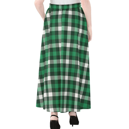 Saint Patrick's Day Stewart Plaid Print Chiffon Maxi Skirt