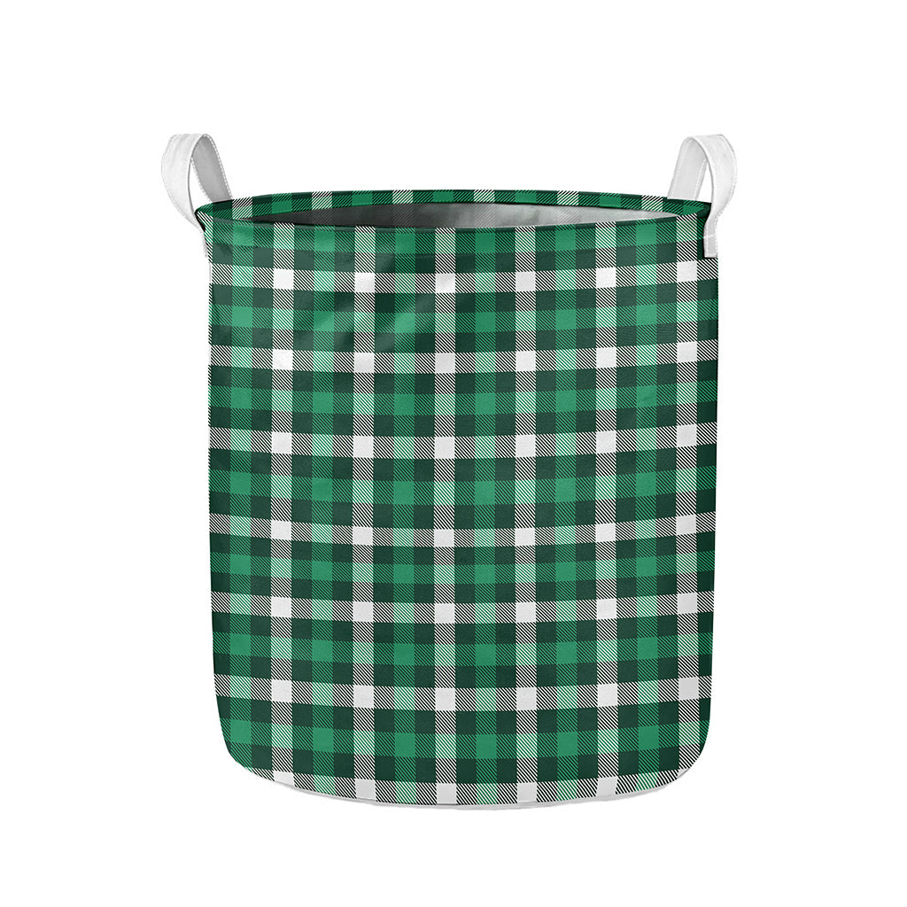 Saint Patrick's Day Stewart Plaid Print Collapsible Laundry Basket