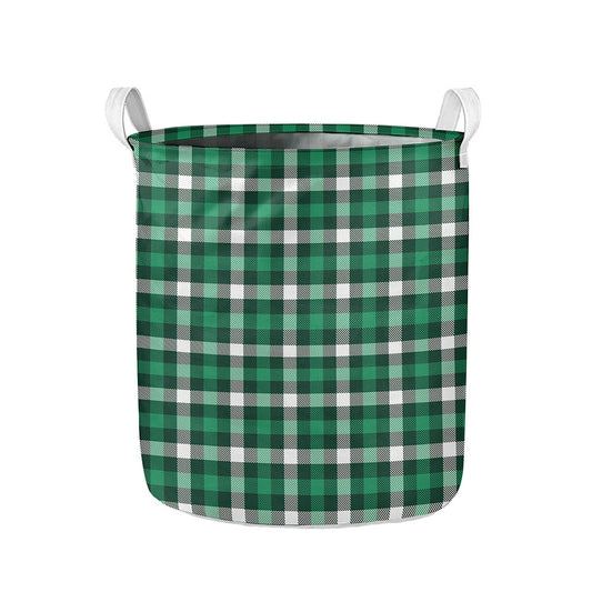 Saint Patrick's Day Stewart Plaid Print Collapsible Laundry Basket