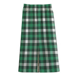 Saint Patrick's Day Stewart Plaid Print Cotton Front Slit Maxi Skirt
