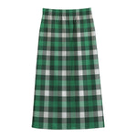 Saint Patrick's Day Stewart Plaid Print Cotton Front Slit Maxi Skirt