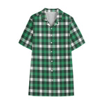 Saint Patrick's Day Stewart Plaid Print Cotton Hawaiian Shirt