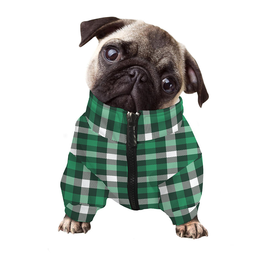 Saint Patrick's Day Stewart Plaid Print Dog Zip Up Jacket