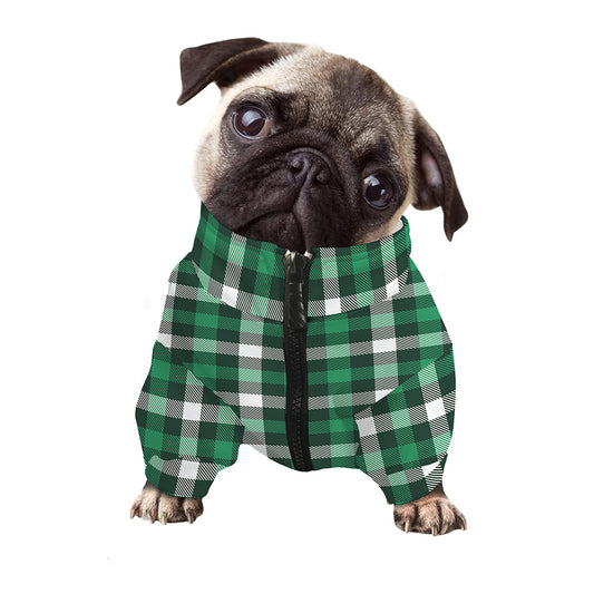 Saint Patrick's Day Stewart Plaid Print Dog Zip Up Jacket