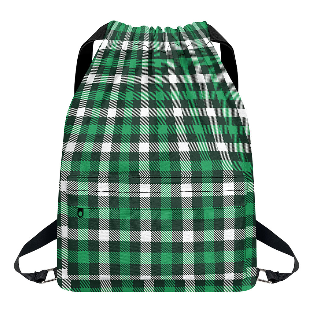Saint Patrick's Day Stewart Plaid Print Drawstring Backpack