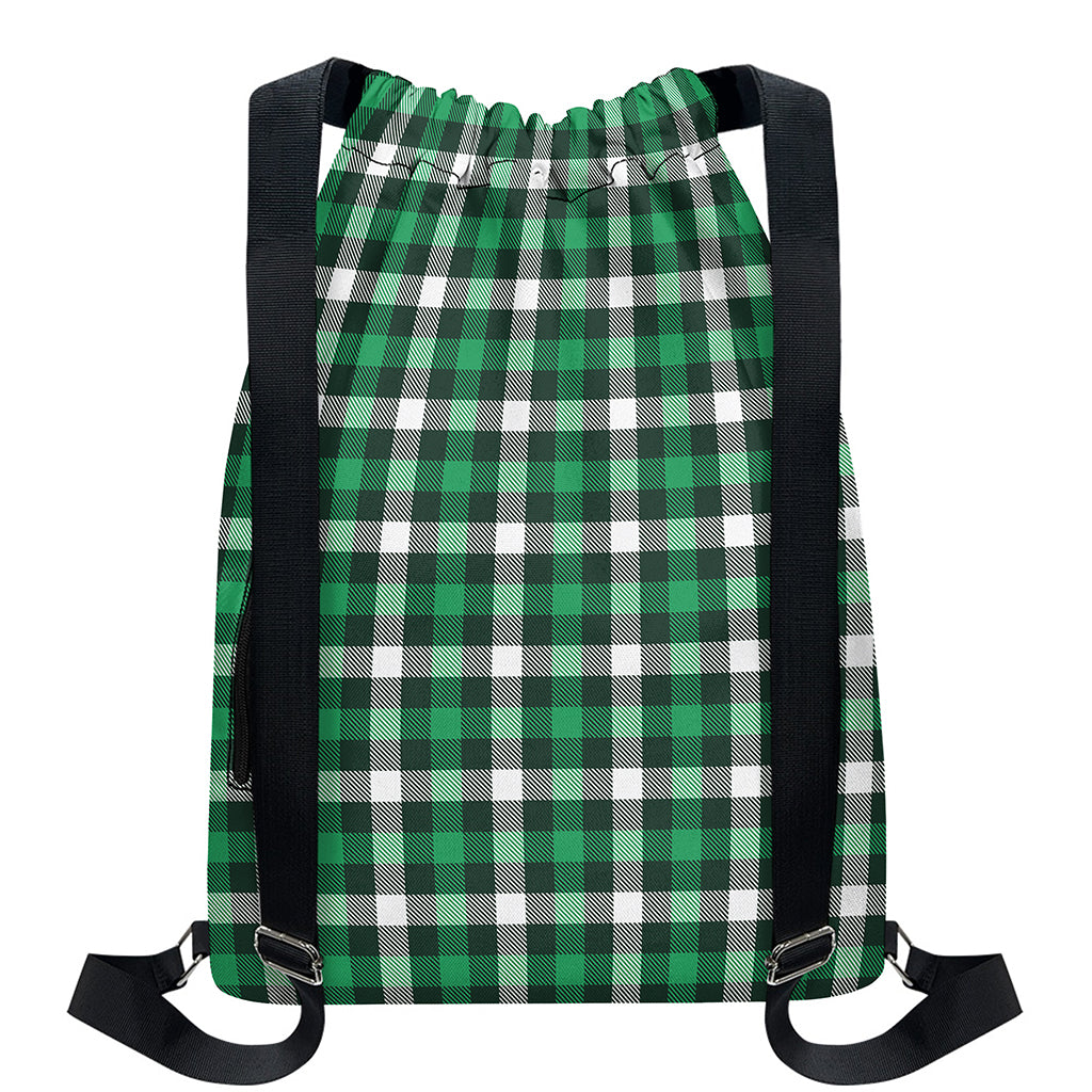 Saint Patrick's Day Stewart Plaid Print Drawstring Backpack