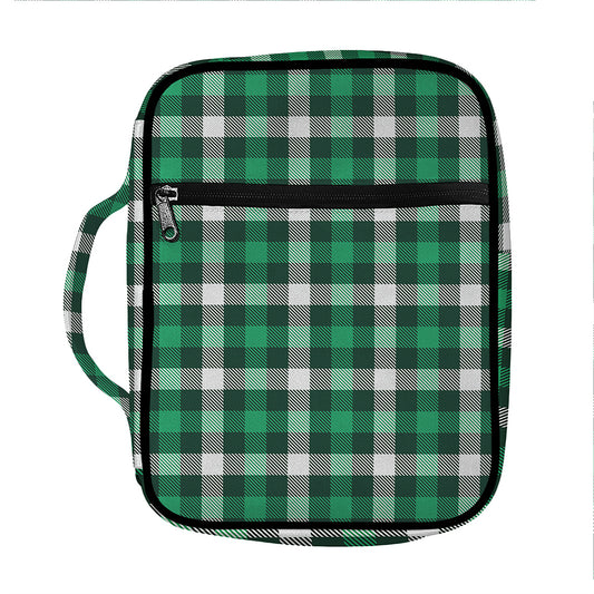 Saint Patrick's Day Stewart Plaid Print Front Pocket Bible Bag