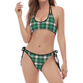 Saint Patrick's Day Stewart Plaid Print Halter Scoop Tie Side Bikini