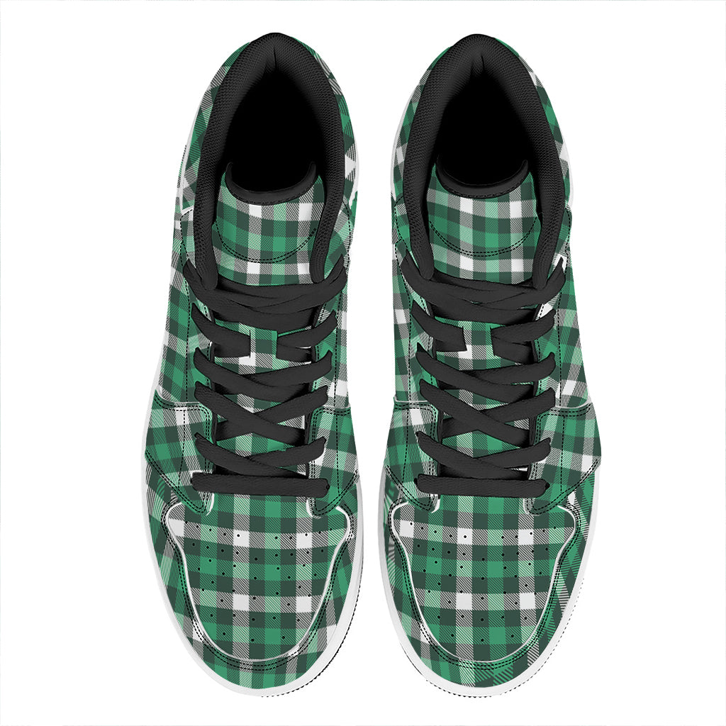 Saint Patrick's Day Stewart Plaid Print High Top Leather Sneakers