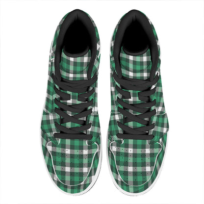 Saint Patrick's Day Stewart Plaid Print High Top Leather Sneakers