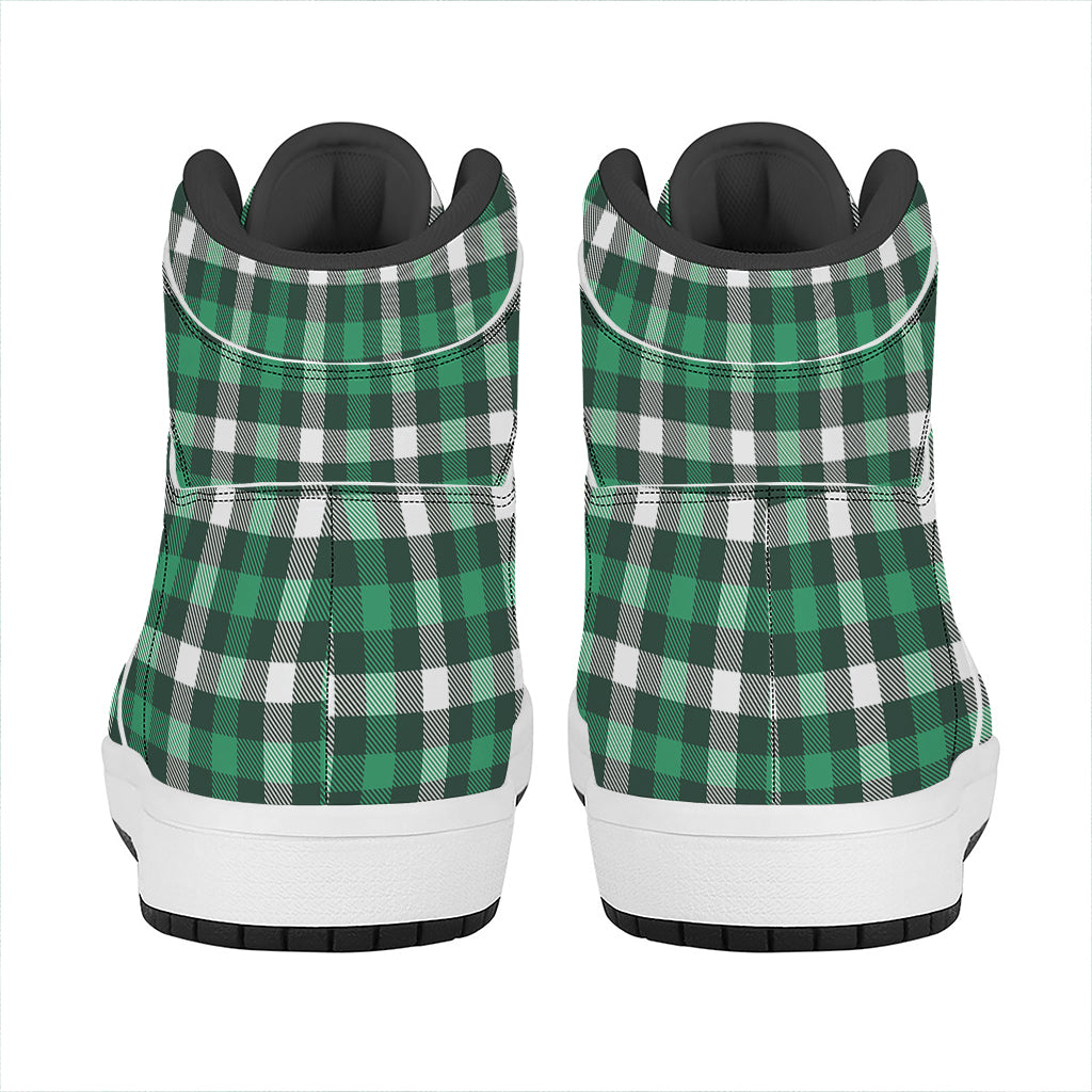 Saint Patrick's Day Stewart Plaid Print High Top Leather Sneakers
