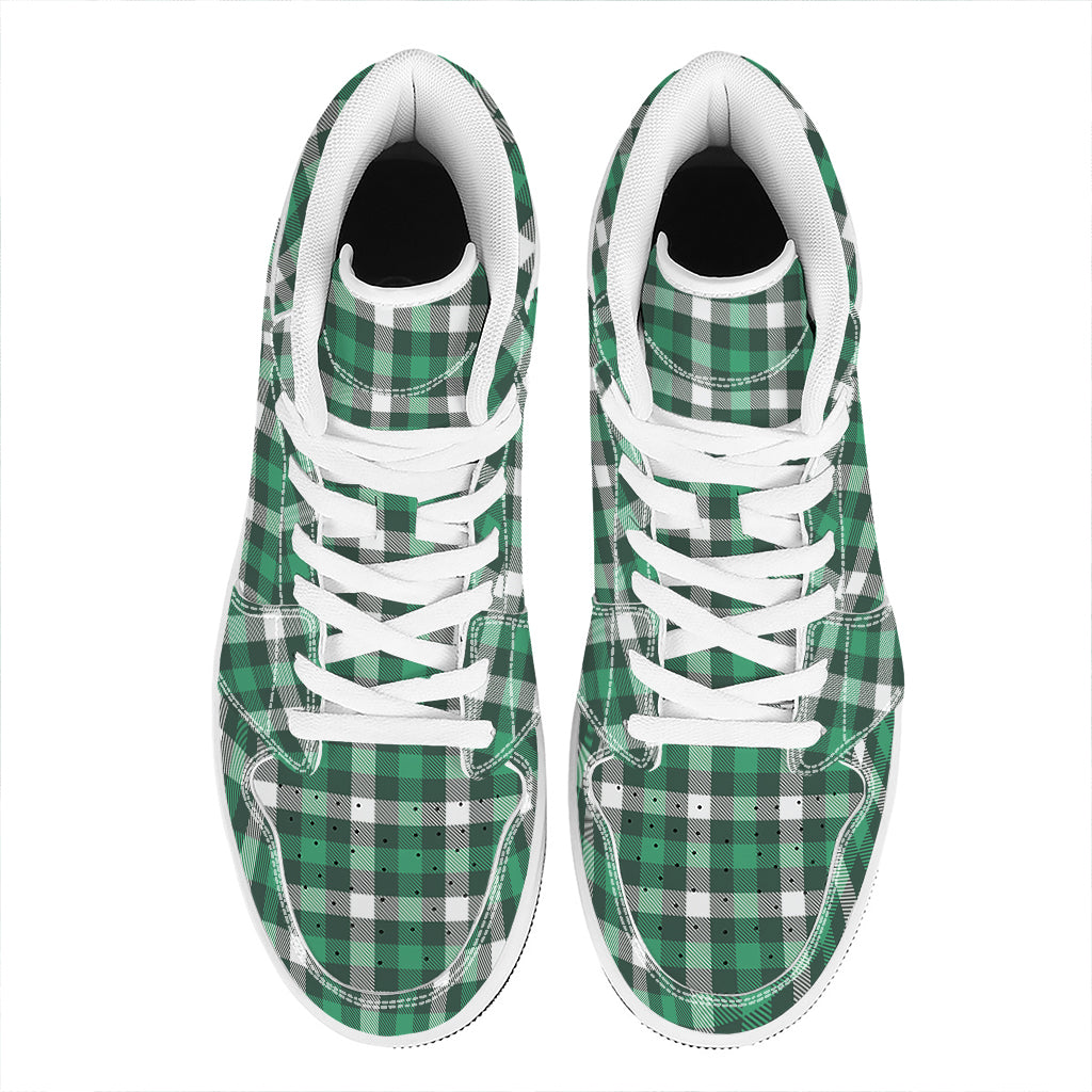 Saint Patrick's Day Stewart Plaid Print High Top Leather Sneakers