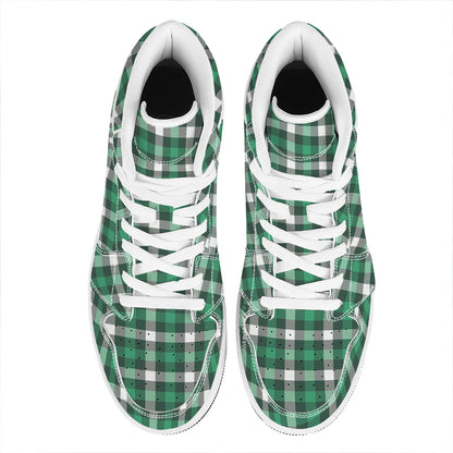 Saint Patrick's Day Stewart Plaid Print High Top Leather Sneakers