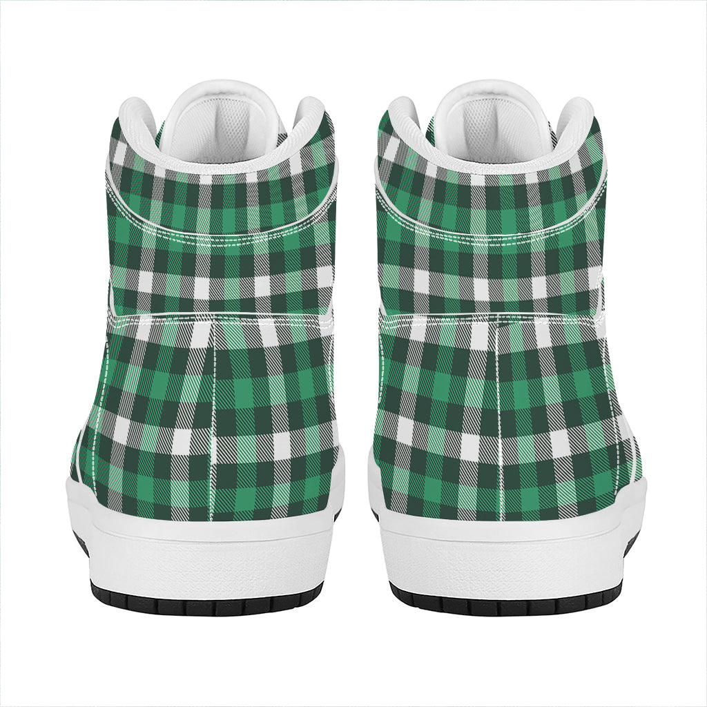 Saint Patrick's Day Stewart Plaid Print High Top Leather Sneakers