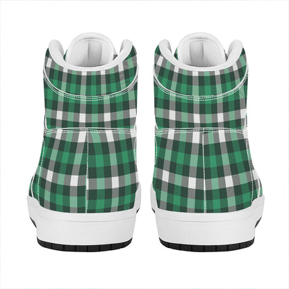 Saint Patrick's Day Stewart Plaid Print High Top Leather Sneakers