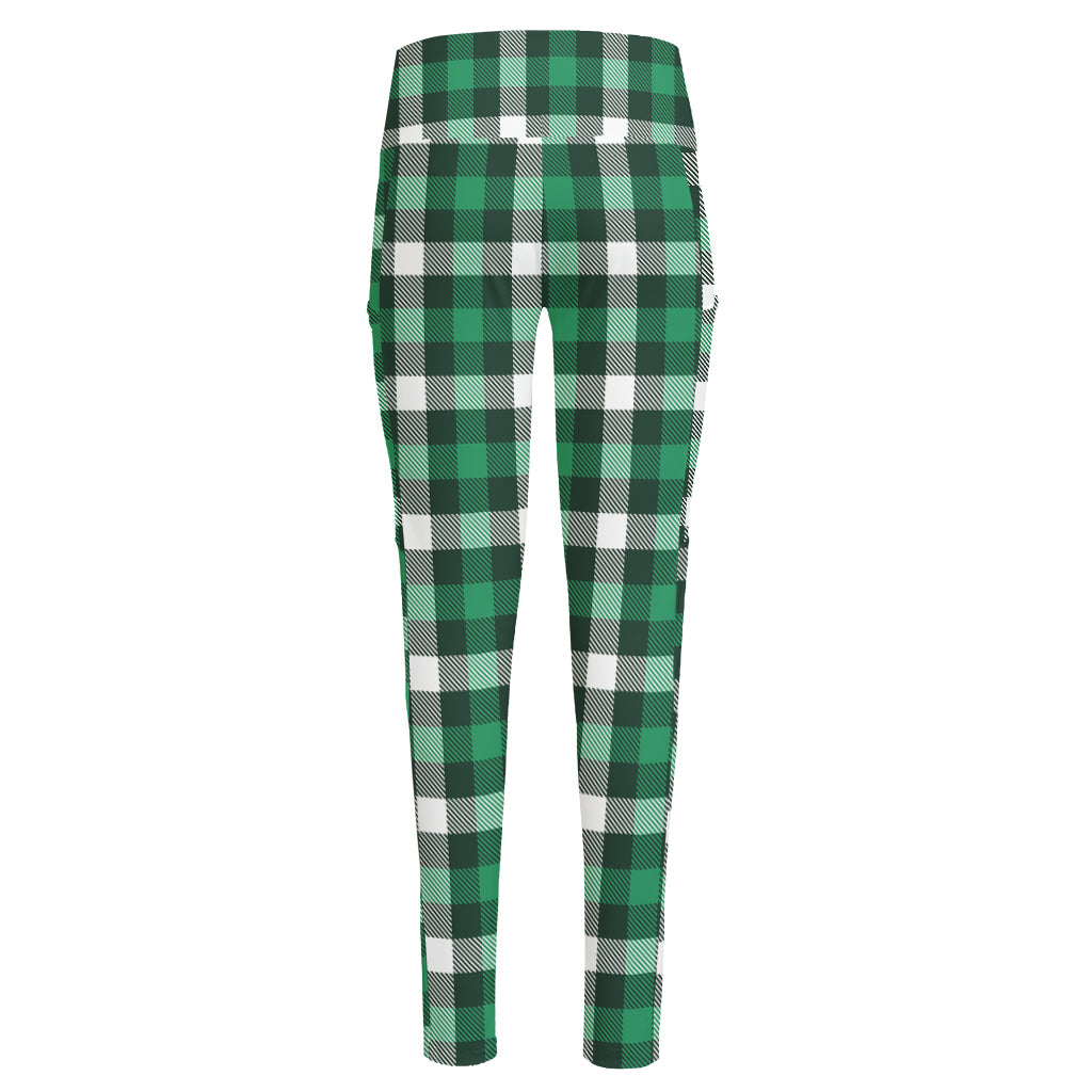 Saint Patrick's Day Stewart Plaid Print High-Waisted Pocket Leggings