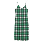 Saint Patrick's Day Stewart Plaid Print Jersey Midi Cami Dress