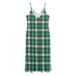 Saint Patrick's Day Stewart Plaid Print Jersey Midi Cami Dress