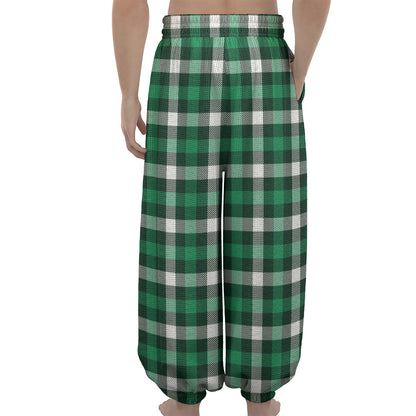 Saint Patrick's Day Stewart Plaid Print Lantern Pants