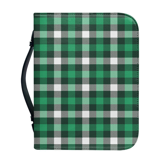 Saint Patrick's Day Stewart Plaid Print Leather Bible Cover