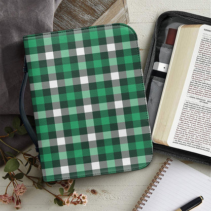 Saint Patrick's Day Stewart Plaid Print Leather Bible Cover