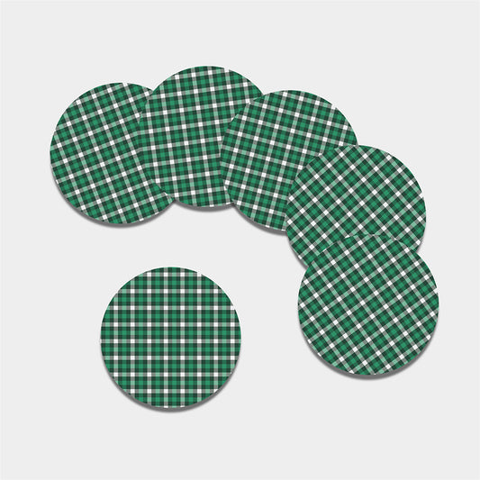 Saint Patrick's Day Stewart Plaid Print Leather Coaster Set