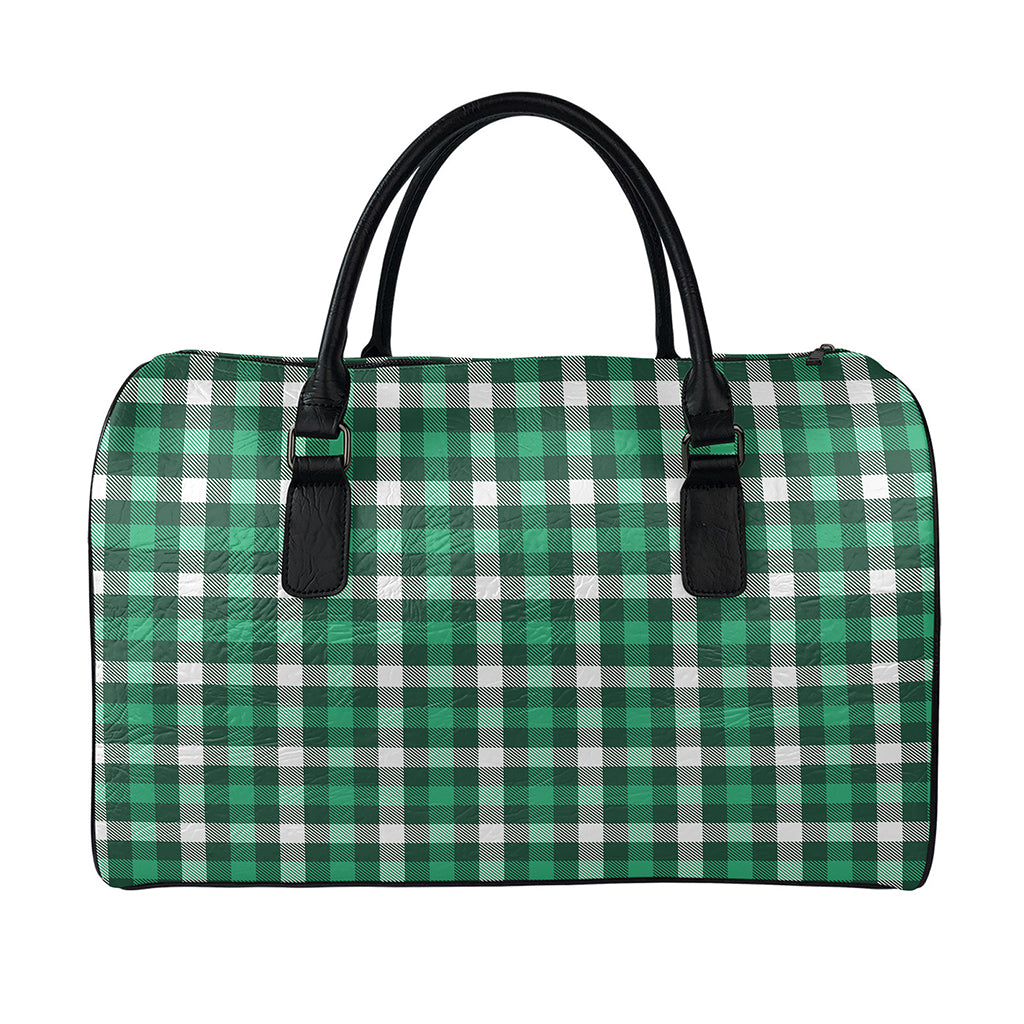 Saint Patrick's Day Stewart Plaid Print Leather Duffle Bag
