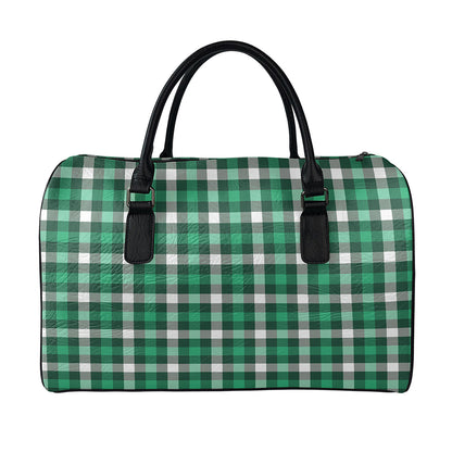 Saint Patrick's Day Stewart Plaid Print Leather Duffle Bag