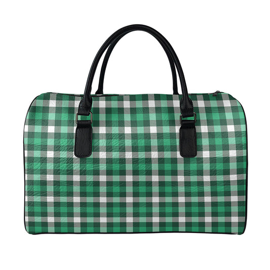 Saint Patrick's Day Stewart Plaid Print Leather Duffle Bag